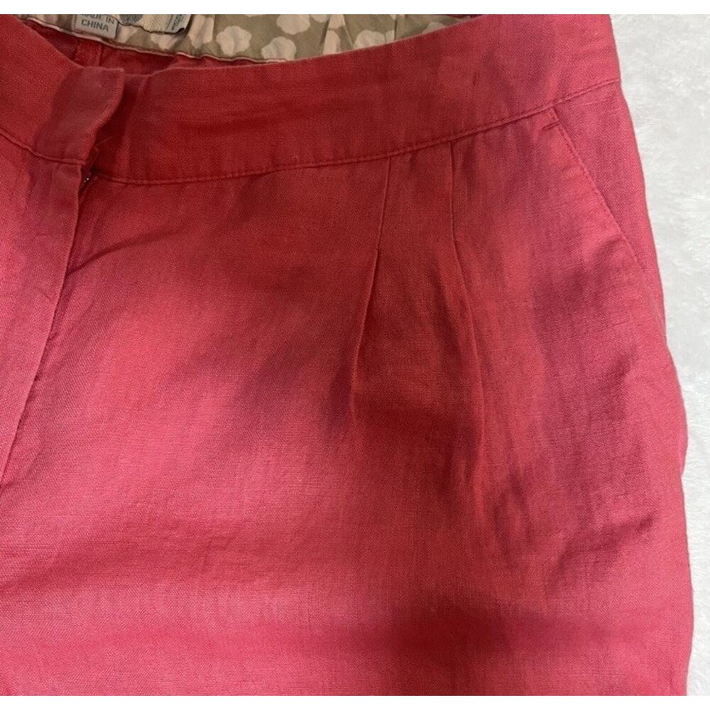 Boden Sz 8 Pink Linen Pleat Front Shorts Cuffed 6” Inseam Preppy Beachy Classic - Picture 5 of 16